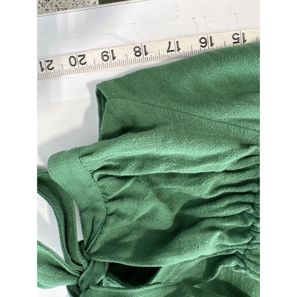 Lulus Al Fresco Evenings Off The Shoulder Dress Womens S Green Rayon Summer NEW - Picture 11 of 12